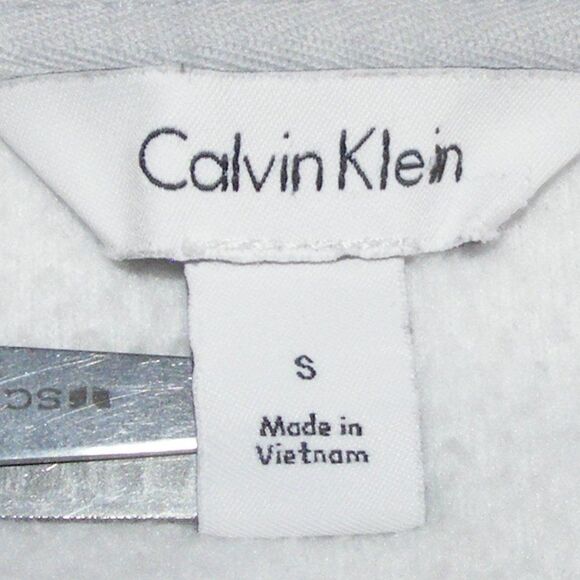 CALVIN KLEIN Fleece Jacket, S, White/Grey Color block, Pockets - Picture 13 of 15